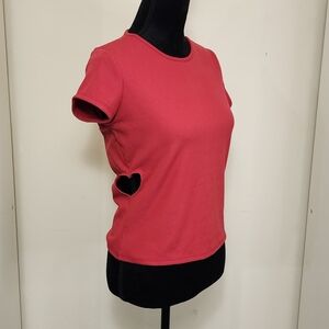 Heart Cutout Red Women's Top